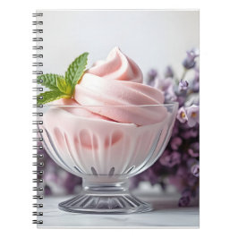 Caderno Espiral Sorvete rosa com flores e tonalidade verde