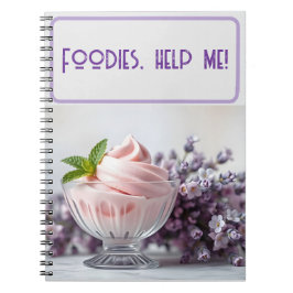 Caderno Espiral Sorvete rosa com flores e tonalidade verde