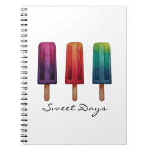 Caderno Espiral Sorvetes bonitos do Popsicle da aguarela
