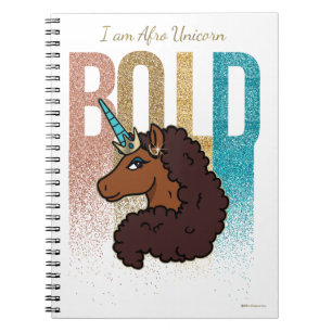 Caderno Espiral Sou Afro Unicorn Design de brilho frio