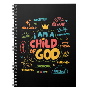 Caderno Espiral Sou Criança de Deus, Retro Cristão Jesus Faith De