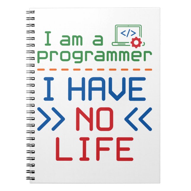 Caderno Espiral Sou programador, não tenho vida (Frente)