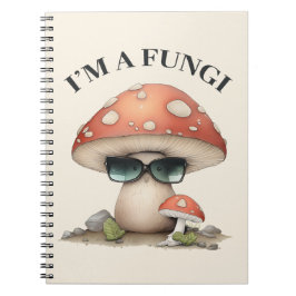 Caderno Espiral "Sou um Fungo" Cogumelo Bonito com Óculos Solares