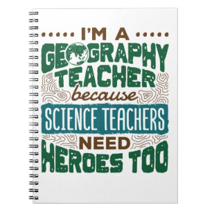 Caderno Espiral Sou um professor de Geografia, Engraçado Heroes.