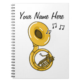 Caderno Espiral Sousaphone Brass Músico Músico Personalizado de Pr