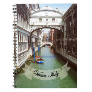 Caderno Espiral Souvenir da ponte de aranha Itália de Veneza