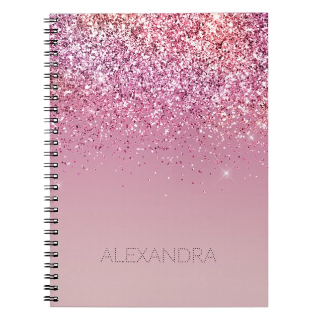 Caderno Espiral Sparkle Dourado Cor-de-Rosa rosa Dourado (Frente)