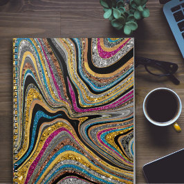 Caderno Espiral Sparkle Glam glittery Girly Marble Art