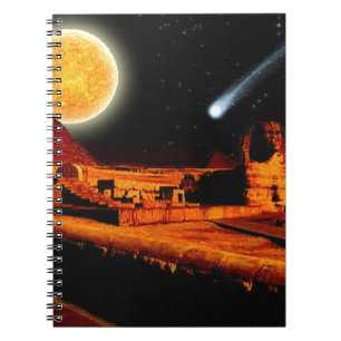 Caderno Espiral Sphinx & Moon sobre as Pirâmides de Giza egípcias