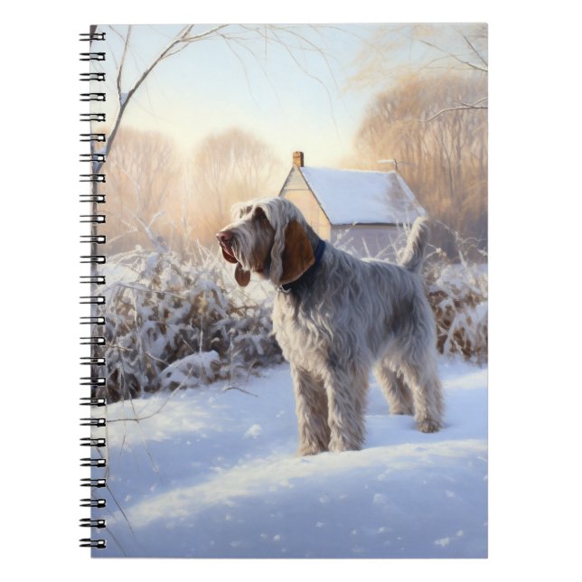 Caderno Espiral Spinone Italiano Deixe-o nevar no Natal (Frente)