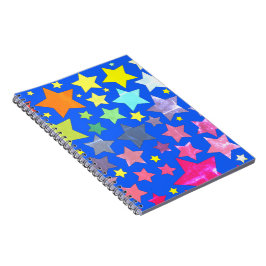 Caderno Espiral Spiral Fotonotizbuch blau mit bunten Sternen