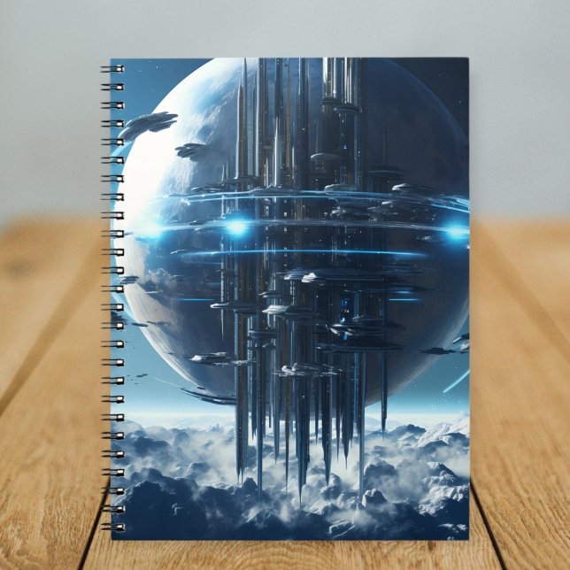 Caderno Espiral Spiral notebook featuring a galaxy world design (Criador carregado)