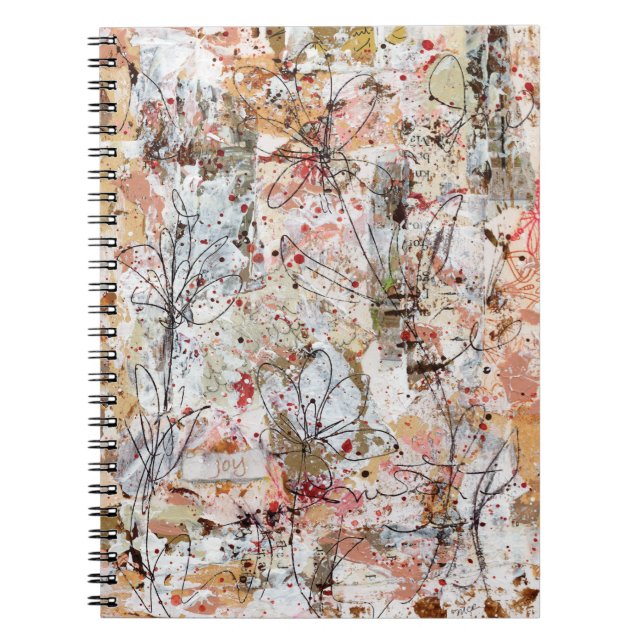 Caderno Espiral Spiral notebook featuring mixed media artwork. (Frente)