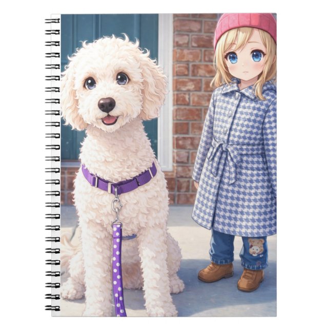 Caderno Espiral Spiral Photo Notebook Anime Girl With Happy Dog (Frente)