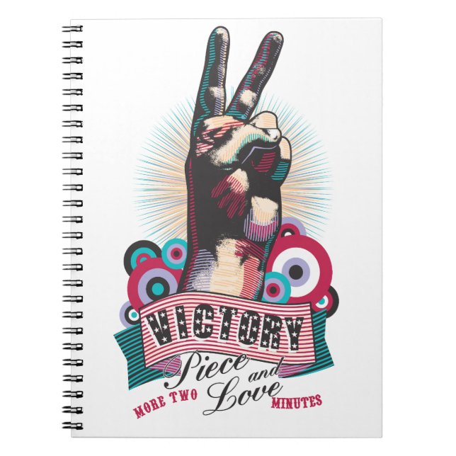 Caderno Espiral Spiral Photo Notebook – Victory Peace & Love Pop (Frente)