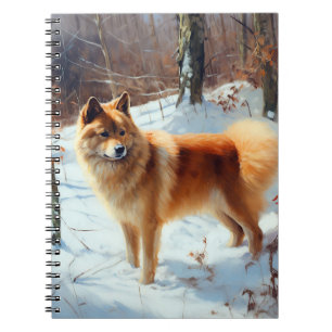 Caderno Espiral Spitz Finlandês Deixou Neve Natal