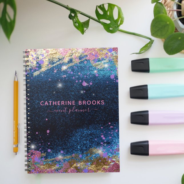 Caderno Espiral Splatter de pintura Na moda Azul brilhante Moderno (Criador carregado)