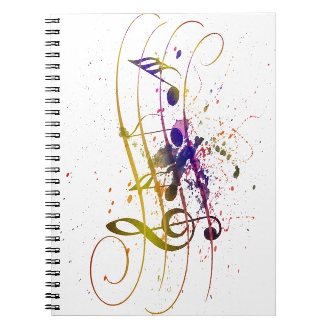 Caderno Espiral Splatter musical colorido (Frente)