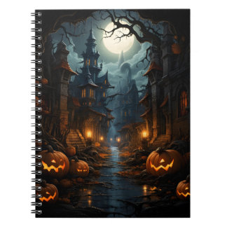 Caderno Espiral Spookie Halobetween Pumpkins Na Velha Cidade Assus