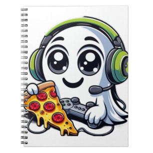 Caderno Espiral Spooky, Bonito e Cheesy: Fantasma gosta de Pizza