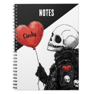 Caderno Espiral Spooky Sweetheart - Crânio Personalizável com Balã