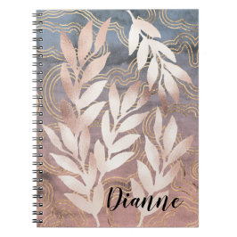 Caderno Espiral Sprays de Folha de Ouro Rosa em Fundo Abstrato Adi