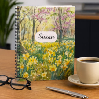Caderno Espiral Spring Daffodil Meadow Watercolor Notebook