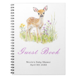 Caderno Espiral Spring Deer Baby Shower Guest Book