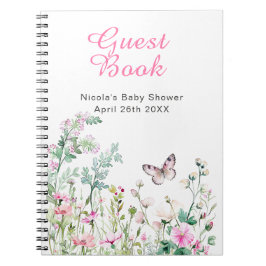 Caderno Espiral Spring Green Butterfly Floral Wedding