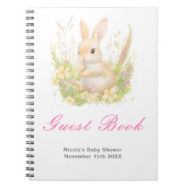 Caderno Espiral Spring Rabbit Baby Shower Guest Book
