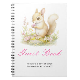 Caderno Espiral Spring Squirrel Baby Shower Guest Book