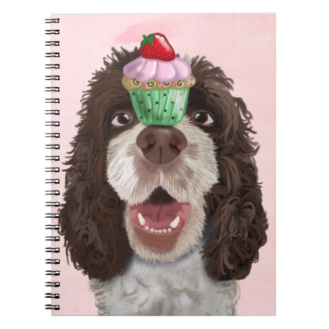 Caderno Espiral Springer Spaniel com Cupcake 2 (Frente)