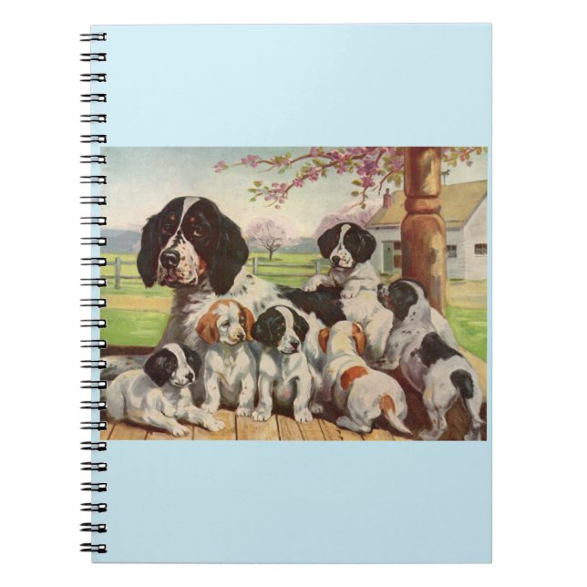 Caderno Espiral Springer Spaniel e filhotes (Frente)
