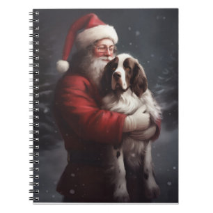 Caderno Espiral Springer Spaniel Papai Noel Natal Festivo