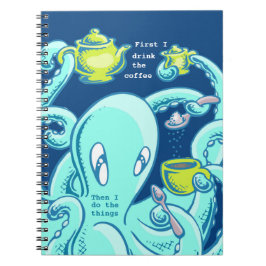 Caderno Espiral Squiggles o polvo: Café perfeito (azul)