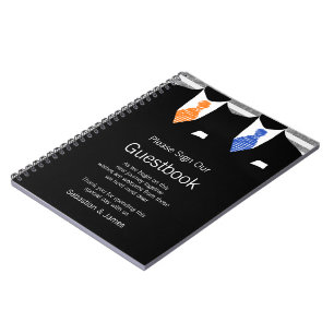 Caderno Espiral Sr. e Sr. Suit e Tie Guestbook (Laranja / Azul)