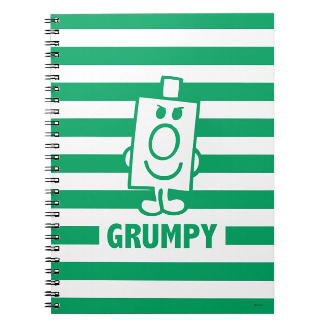 Caderno Espiral Sr. Grumpy | Grin Mischievous e faixas verdes (Frente)