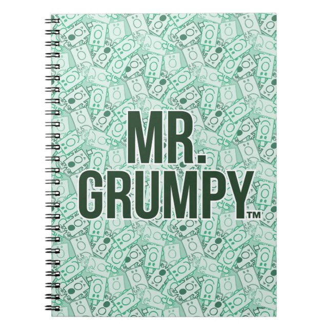 Caderno Espiral Sr. Grumpy | Padrão do nome verde e do sensor de c (Frente)