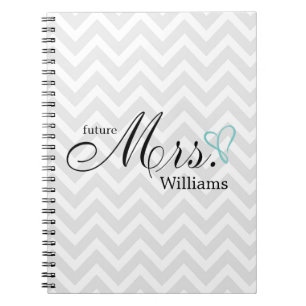 Caderno Espiral Sra. futura Scribbled hortelã Casamento do coraç
