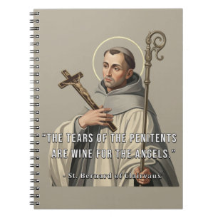 Caderno Espiral St. Bernardo de Claraval Anjos do Vinho Católico
