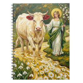 Caderno Espiral St. Brigid & A Vaca Branca (Imbolc)