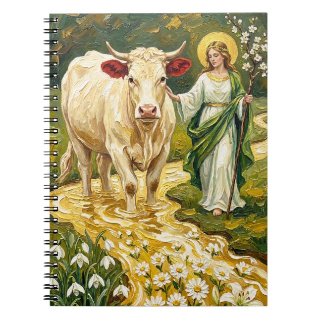 Caderno Espiral St. Brigid & A Vaca Branca (Imbolc) (Frente)