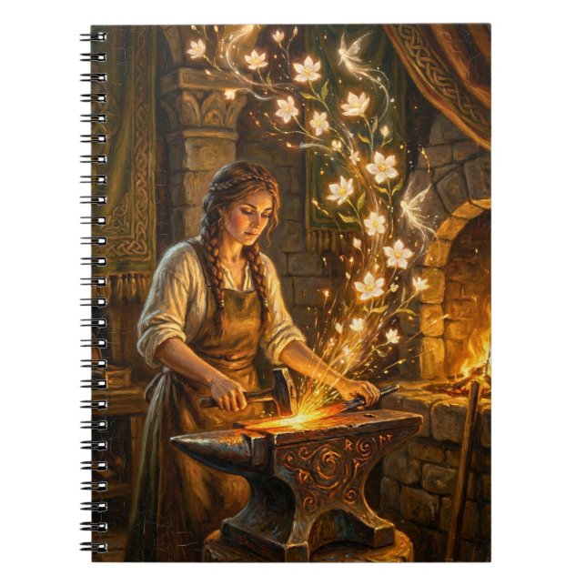 Caderno Espiral St Brigid Blacksmith Fairies Flowers Fantasy Art (Frente)