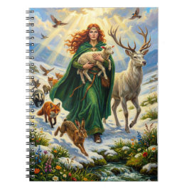 Caderno Espiral St Brigid Spring Goddess Woodland Animals Imbolc