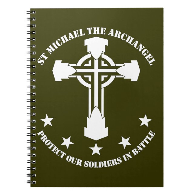Caderno Espiral St Michael o arcanjo - estêncil branco (Frente)