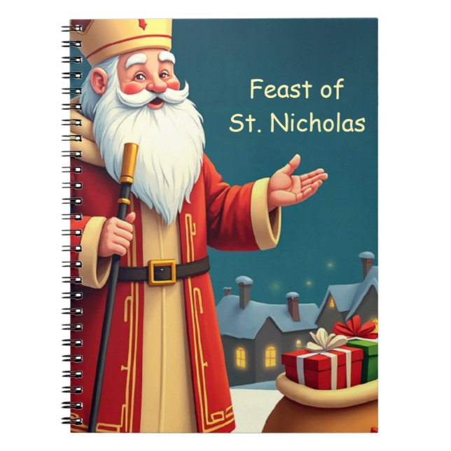 Caderno Espiral St. Nicholas Day Smiles and Warm Wishes (Frente)