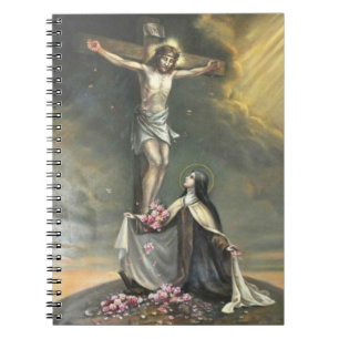 Caderno Espiral St. Therese na crucificação de rosas de Jesus