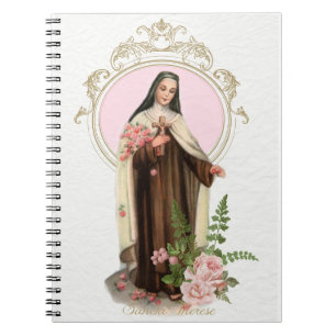 Caderno Espiral St. Therese o vintage religioso da flor pequena