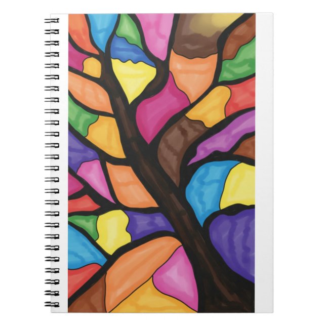 Caderno Espiral Stain glass tree art  (Frente)