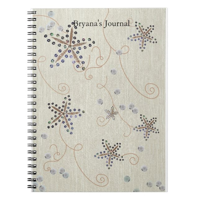Caderno Espiral Starfish Elegance Beach Sequins Sparkle (Frente)